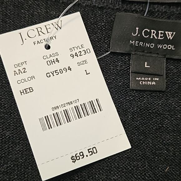 New J. Crew Merino Wool Slim Sweater Large heathered black - Picture 3 of 5